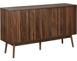 sweeek - Dressoir 2 schuifdeuren houtdecor deels gegroefd 150cm - linear