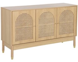 sweeek - Dressoir houteffect en rotan met 3 deuren 120cm - judith