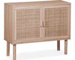 sweeek - Dressoir met 2 deuren rotan en houteffect 80cm - camargue