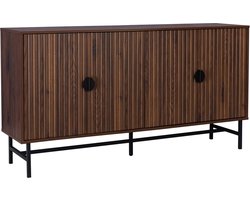 sweeek - Dressoir met 4 deuren gegroefd houtdecor 157,5cm - bazalt