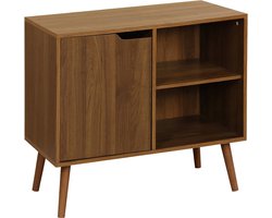 sweeek - Dressoir met walnoothout decor 1 deur, 2 planken, 80cm