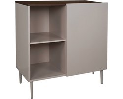 sweeek - Dressoir metaal en houtdecor 4 vakken 1 deur 80cm - ashton