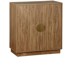sweeek - Exotisch 2-deurs dressoir, gegroefd mangohout effect, vergulde metalen handgrepen, b 80 x d 40 x h 85cm