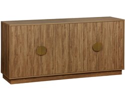 sweeek - Exotisch 4-deurs dressoir, gegroefd mangohout effect, vergulde metalen handgrepen, b 160 x d 40 x h 75cm