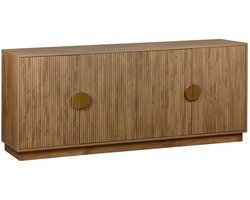 sweeek - Exotisch 4-deurs dressoir, gegroefd mangohout effect, vergulde metalen handgrepen, b 180 x d 40 x h 75cm