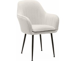 sweeek - Fauteuil in boucléstof met matzwart metalen poten, shella, l 58 x p 58 x h 85