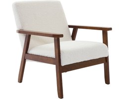 sweeek - Fauteuil met walnootkleurig hout en bouclé zitting - isak