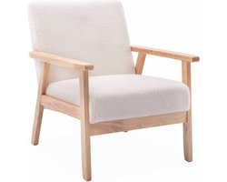 sweeek - Fauteuil van hout met bouclé zitting - isak