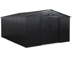 sweeek - Gegalvaniseerd stalen tuinhuis 15,35m² met verankeringskit - viroloix