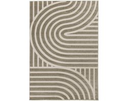 sweeek - Grafisch patroon vloerkleed voor binnen taupe - enzo