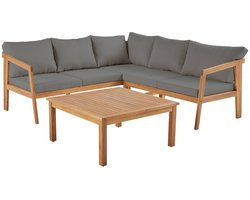 sweeek - Hoek tuinset in acacia 5 plaatsen loberia corner, vierkante tafel