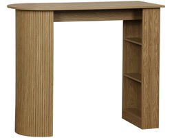 sweeek - Hoge keukentafel, bijzettafel houtdecor met opbergruimte, 3 planken, 120 x 55 x 100 cm