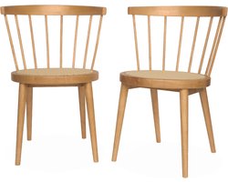 sweeek - Hout en rotan stoel, nora, set van 2
