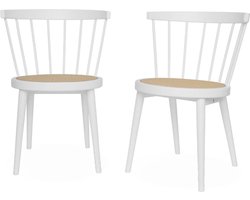 sweeek - Hout en rotan stoel, nora, set van 2
