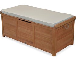 sweeek - Houten tuinbox caja 125x60cm voor kussenopslag met gasveer en handvatten