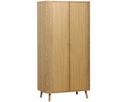 sweeek - Kast 2 deuren gegroefd houteffect met plank en hanggedeelte, l 90 x b 60 x h 180cm - legacy