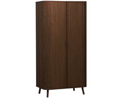 sweeek - Kast 2 deuren gegroefd houteffect met plank en hanggedeelte, l 90 x b 60 x h 180cm - legacy