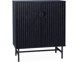 sweeek - Kastje met 2 deuren gegroefd houtdecor 83,5cm - bazalt