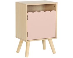 sweeek - Kinder-nachtkastje houtdecor 1 deur, poten van grenenhout - azur