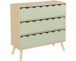 sweeek - Kinderladekast houtdecor 3 lades, poten van grenenhout - azur