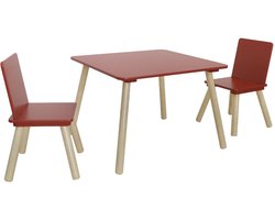 sweeek - Kindertafel vierkant met 2 stoelen grenenhout - judith
