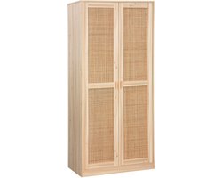 sweeek - Kledingkast met 2 deuren rotan en houteffect 80cm - camargue
