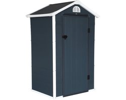 sweeek - Kunststof tuinhuisje 1,39 m², antraciet, aluminium en stalen frame, 134 x 104 x 204cm