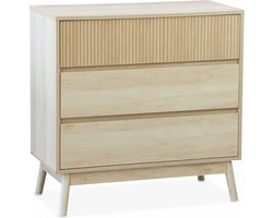 sweeek - Ladekast 3 lades houtdecor deels gegroefd 80cm - linear