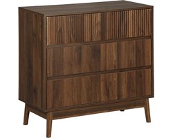 sweeek - Ladekast 3 lades houtdecor deels gegroefd 80cm - linear