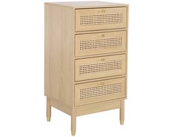 sweeek - Ladekast houteffect en rotan 4 lades 50cm - judith