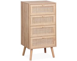 sweeek - Ladekast met 4 lades houtdecor en rotan 48cm - bohème
