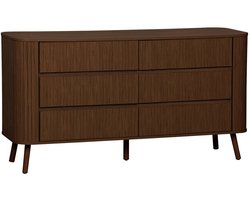 sweeek - Ladekast met 6 laden, gegroefd houtdecor, l 150 x b 45 x h 80cm - legacy