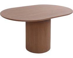 sweeek - Langwerpige salontafel, gesneden houteffect, 90cm, walnootkleur