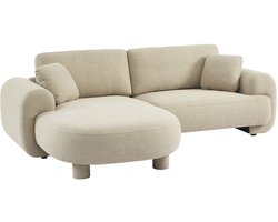 sweeek - Linkerhoekbank 3 zitplaatsen stof, ronde poten l 231 x b 160 / 88 x h 78 cm- zenio