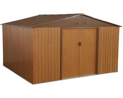 sweeek - Metalen tuinhuis 10,85 m² - gereedschapsschuur met twee schuifdeuren, inclusief bevestigingsset voor de vloer, tuinberging, schuur - boulonnais