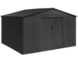 sweeek - Metalen tuinhuis 10,85 m² - gereedschapsschuur met twee schuifdeuren, inclusief bevestigingsset voor de vloer, tuinberging, schuur - boulonnais