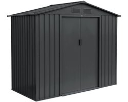 sweeek - Metalen tuinhuis 2,71 m² - schuur met dubbele schuifdeuren, kit voor vloerbevestiging inbegrepen, l 213 x b 131 x h 185cm - houtland