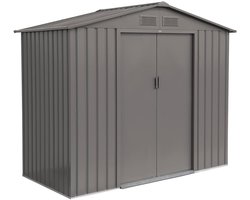sweeek - Metalen tuinhuis 2,71 m² - schuur met dubbele schuifdeuren, kit voor vloerbevestiging inbegrepen, l 213 x b 131 x h 185cm - houtland