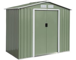 sweeek - Metalen tuinhuis 2,71 m² - schuur met dubbele schuifdeuren, kit voor vloerbevestiging inbegrepen, l 213 x b 131 x h 185cm - houtland
