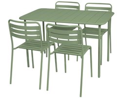 sweeek - Metalen tuintafel, amelia, 4 stoelen, 120x70xh725cm (122kg)