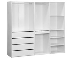 sweeek - Modulaire kledingkastset met 3 elementen, planken, laden, hanggedeelte, broekhouder, 200 x 45 x 180 cm