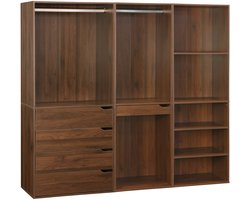 sweeek - Modulaire kledingkastset met 3 elementen, planken, laden, hanggedeelte, broekhouder, 200 x 45 x 180 cm