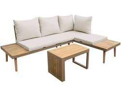 sweeek - Modulaire tuinset van aluminium en acacia, 4 zitplaatsen - sao paulo