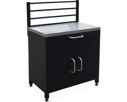 sweeek - Module stalen buitenkeuken 1 lade en 2 deuren met ophangrooster, 80 cm breed - grimaud