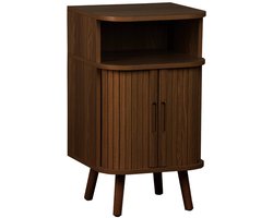 sweeek - Nachtkastje 2 schuifdeuren + 1 vak houtlook gegroefd, l 40 x d 40 x h 70cm