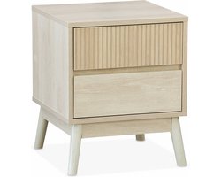 sweeek - Nachtkastje, walnoothout decor, linear, l 40 x b 39 x h 48cm