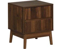 sweeek - Nachtkastje, walnoothout decor, linear, l 40 x b 39 x h 48cm
