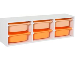 sweeek - Opbergmeubel wit 6 gekleurde plastic bakken voor kinderen - sora