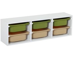 sweeek - Opbergmeubel wit 6 gekleurde plastic bakken voor kinderen - sora