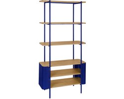 sweeek - Open kast 6 niveaus gebogen metaal en houtdecor 80 x 33,8 x 172cm - molto